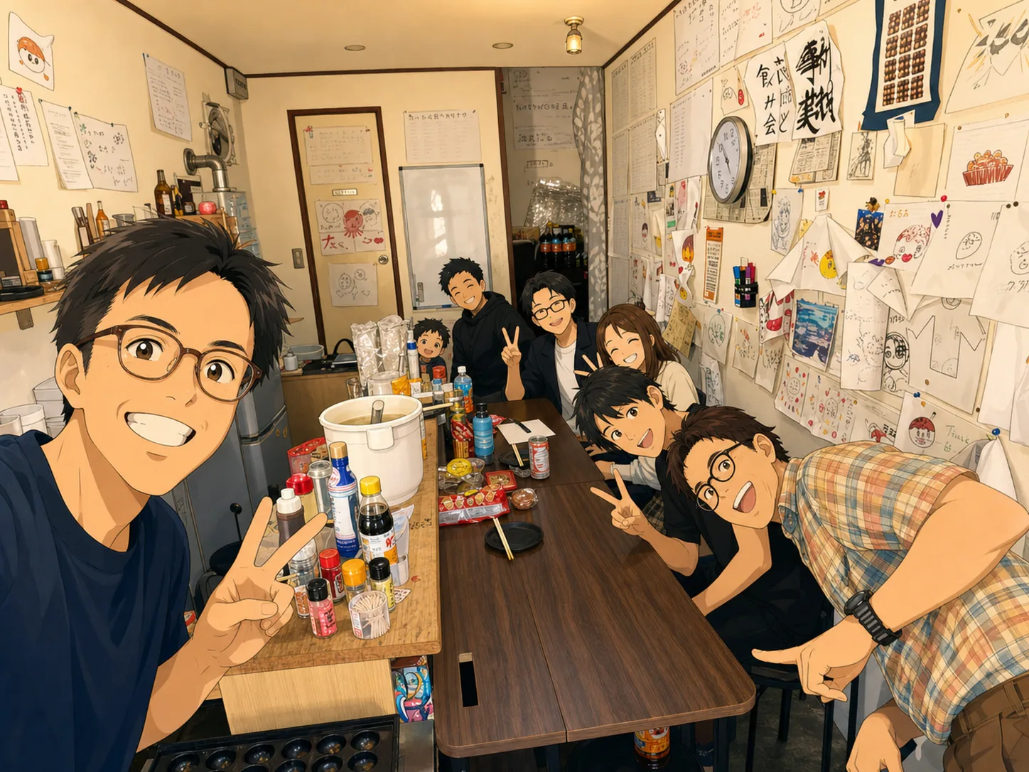 たこやき先生BAR 2026春アルバムのAI加工済み集合イラスト
