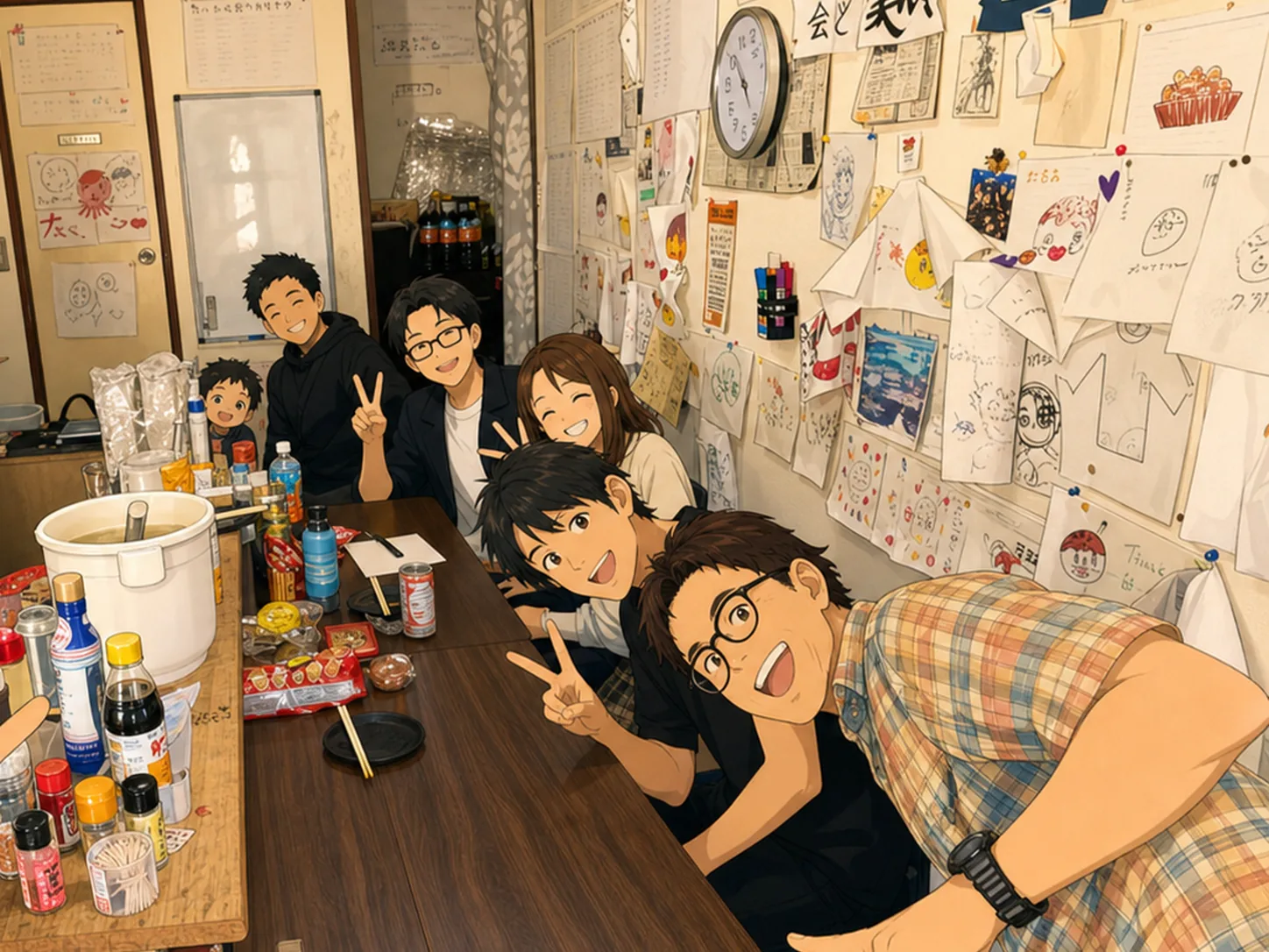 店内の壁とテーブルを中心にしたAI加工済みイラスト